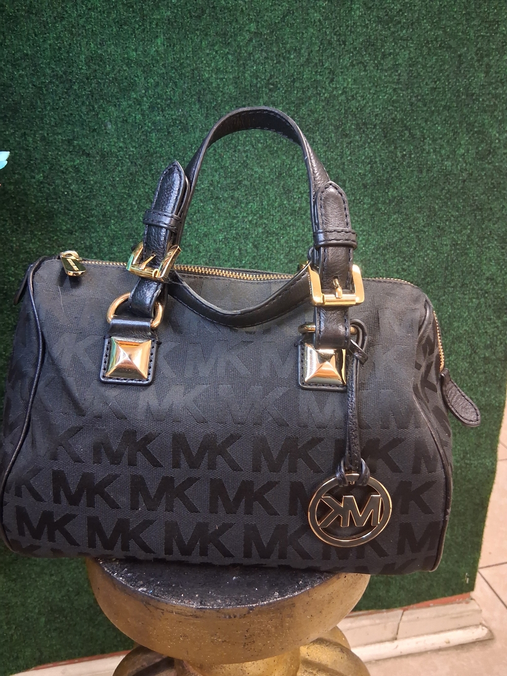 Michael Kors Black MK Monogram Satchel